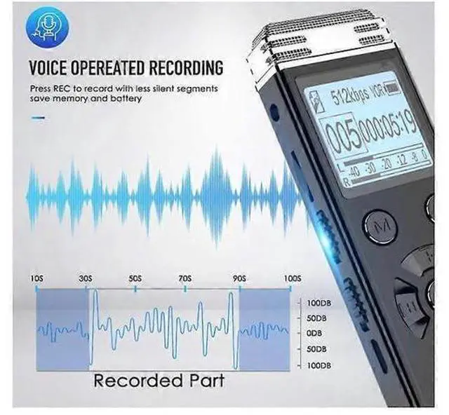 Alt view image 5 of 5 - Ecocleanpath 8GB Digital Voice Recorder with Noise Cancellation - Portable USB Rechargeable Audio Recorder for Lectures & Meetings (Black)