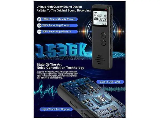 Alt view image 2 of 5 - Ecocleanpath Langkou 64GB Voice Recorder with Playback, 1536kbps HD Audio & Voice Activation (Black)