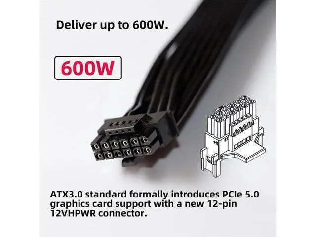 Alt view image 6 of 7 - Deuninker 12VWR ATX3.0 PCI-E 5.0 Power Modular Cable Male to Female Extension for 3080 3090TI PSU 16Pin 12+4P Graphics Card