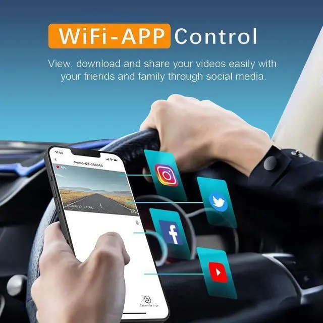 Alt view image 7 of 10 - QURO Night Vision Wifi Dashcam Doble Camara Wifi Dvr 1080P Dashboard Camera for Car