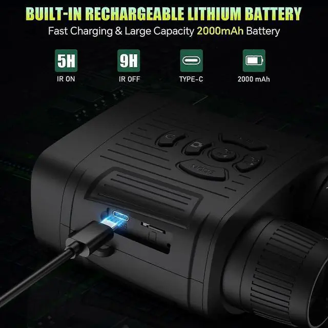 Alt view image 5 of 5 - Deuninker 4K Night Vision Goggles with 10X Zoom, Rechargeable Digital Binoculars for Hunting & Bird Watching (Black)