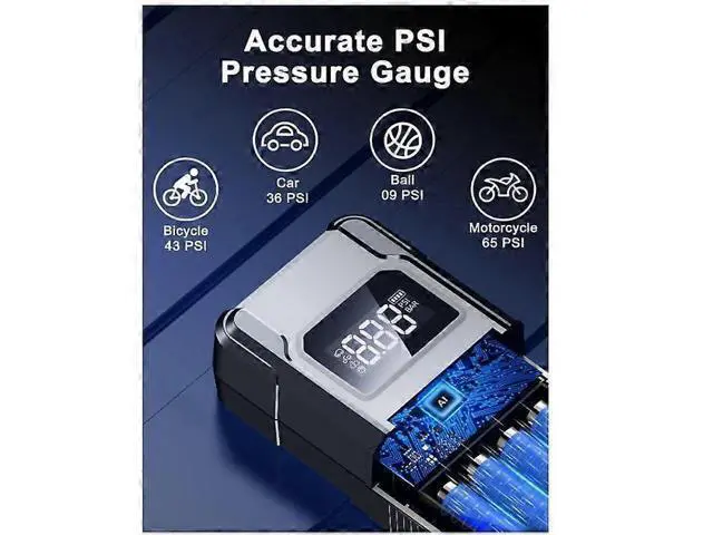 Alt view image 3 of 5 - Ecocleanpath 150PSI Cordless Tire Inflator with LCD Display, Portable Air Compressor for Car Tires (Black)