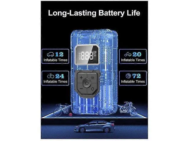 Alt view image 5 of 5 - Ecocleanpath 150PSI Cordless Tire Inflator with LCD Display, Portable Air Compressor for Car Tires (Black)
