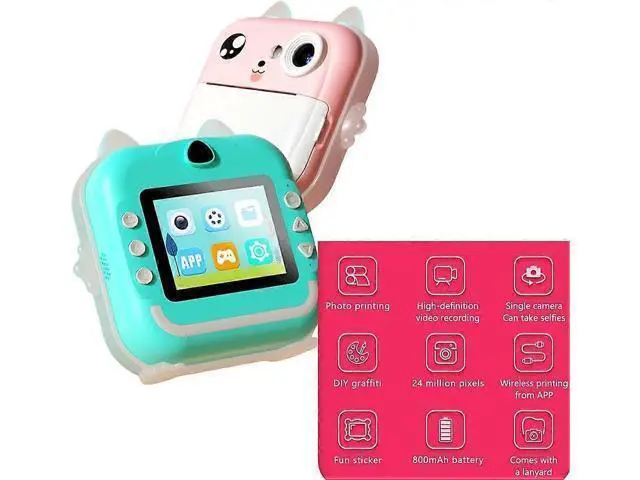 Alt view image 2 of 5 - Ecocleanpath Kids Instant Print Camera - 1080P HD, 2.4" LCD, 32G SD Card, Rechargeable (Green)