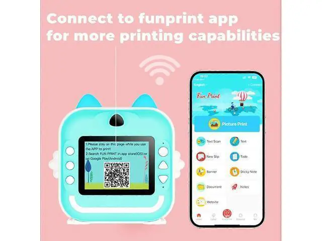 Alt view image 4 of 5 - Ecocleanpath Kids Instant Print Camera - 1080P HD, 2.4" LCD, 32G SD Card, Rechargeable (Green)
