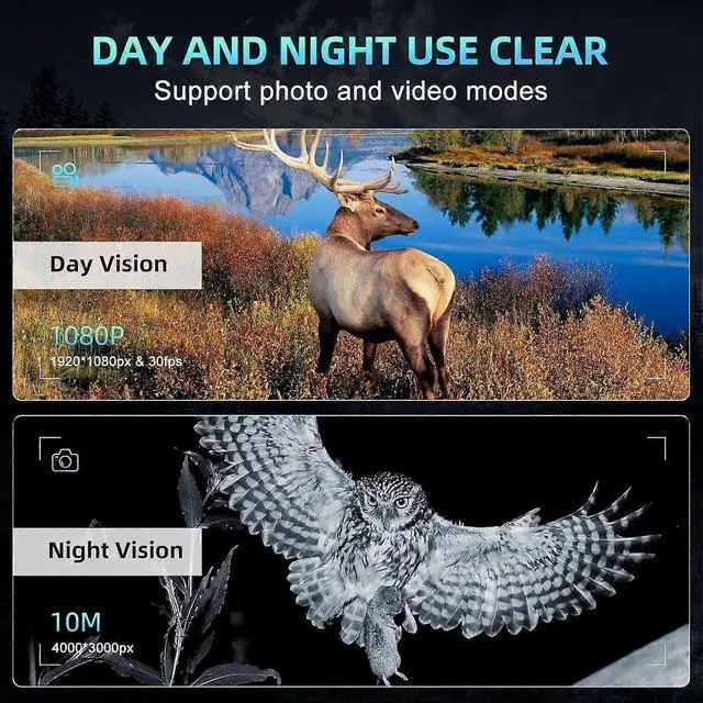 Alt view image 2 of 5 - Ecocleanpath 3.5'' HD Night Vision Binoculars with 4K Video, 3000mAh Rechargeable Battery for Hunting & Wildlife