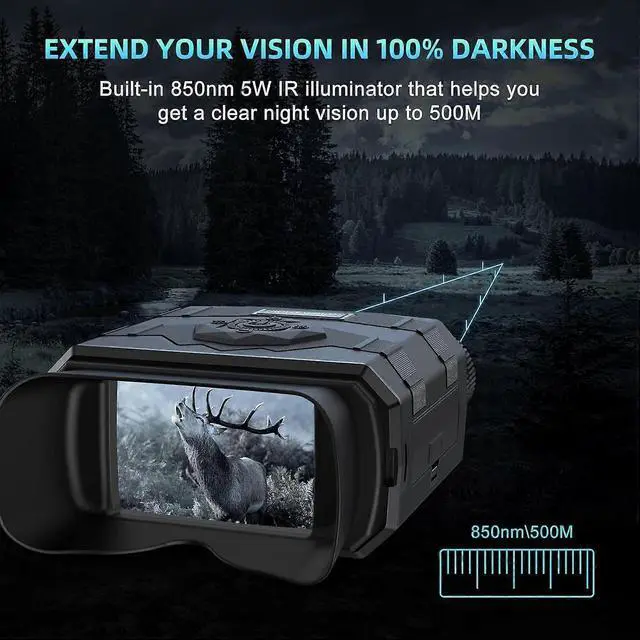 Alt view image 3 of 5 - Ecocleanpath 3.5'' HD Night Vision Binoculars with 4K Video, 3000mAh Rechargeable Battery for Hunting & Wildlife