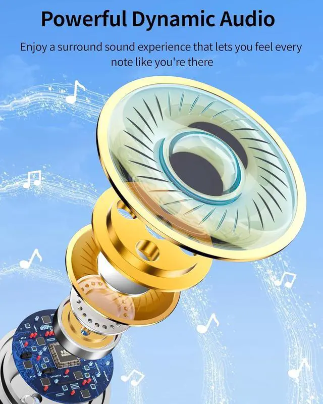 Alt view image 2 of 6 - Bluetooth Headphones Wireless Earbuds 80hrs Playtime Wireless Charging Case Digital Display Sports Ear buds with Earhook Premium Deep Bass IPX7 Waterproof Over-Ear Earphones for TV Phone Laptop Olive