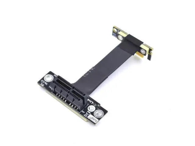 Alt view image 2 of 3 - 90 Degree Right Angle PCIE X1 Riser PCIe 3.0 x1 to x1 Extension Cable 8Gbps PCI Express 1x Riser Card Ribbon Extender