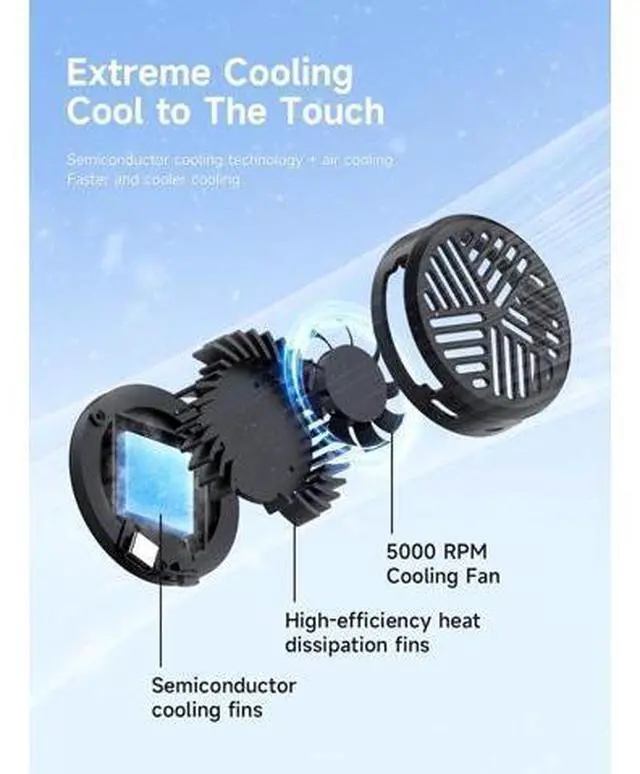Alt view image 2 of 7 - VoltSync Magnetic Cell Phone Cooler Ultrathin Cooling Fan Portable Lightweight Mobile Phone Radiator for iPhone 16 15 Pro Max, MagSafe Series, iPad Pro, Android, Tablet (Black)