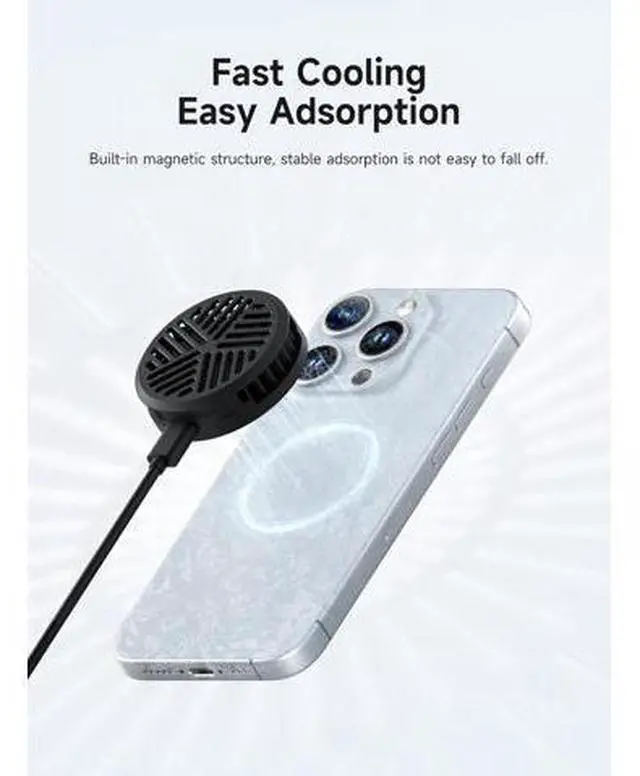 Alt view image 4 of 7 - VoltSync Magnetic Cell Phone Cooler Ultrathin Cooling Fan Portable Lightweight Mobile Phone Radiator for iPhone 16 15 Pro Max, MagSafe Series, iPad Pro, Android, Tablet (Black)
