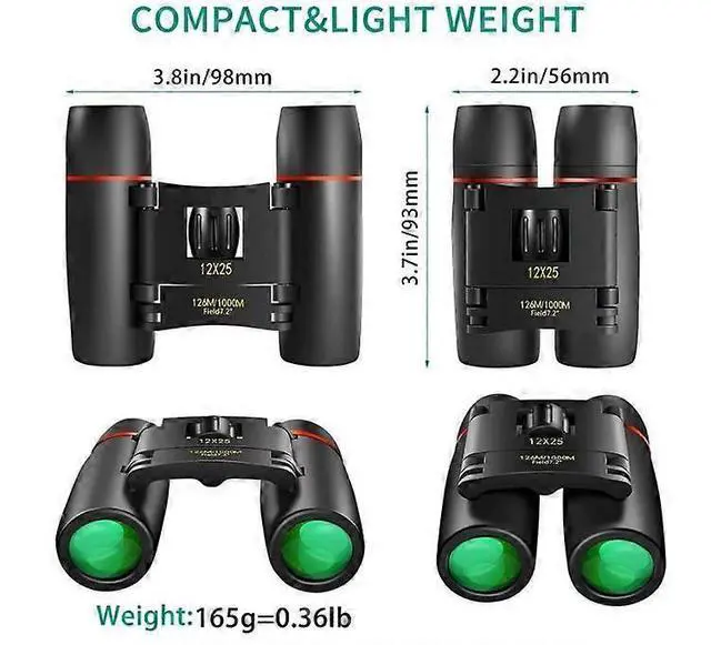 Alt view image 2 of 5 - Deuninker 12x25 Compact Binoculars for Adults & Kids, Lightweight Pocket Binoculars for Bird Watching, Concerts, Theater (Black)