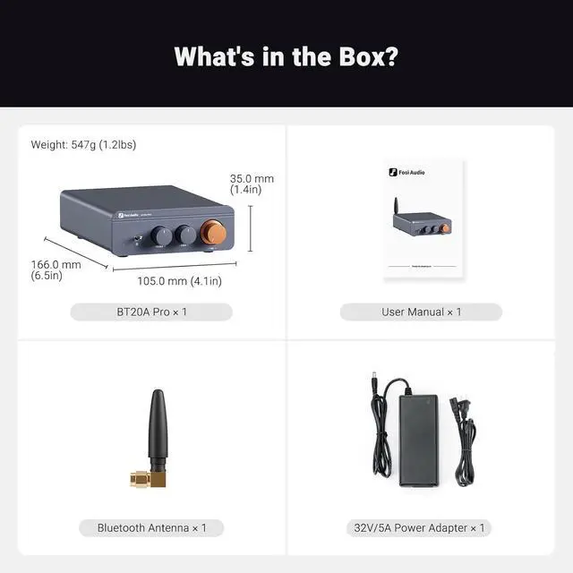 Alt view image 6 of 7 - Fosi Audio BT20A Pro Bluetooth 5.0 Amplifier, 300W x2 Wireless Amp, TPA3255 2 Channel Mini Class D Integrated Home Audio Outdoor Stereo Receiver with Bass Treble Control for Passive Speakers