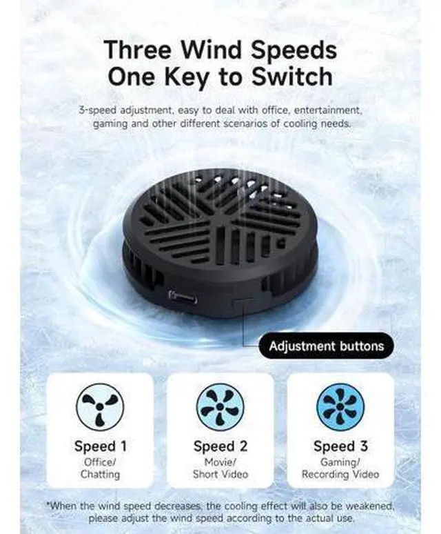Alt view image 7 of 7 - VoltSync Magnetic Cell Phone Cooler Ultrathin Cooling Fan Portable Lightweight Mobile Phone Radiator for iPhone 16 15 Pro Max, MagSafe Series, iPad Pro, Android, Tablet (Black)