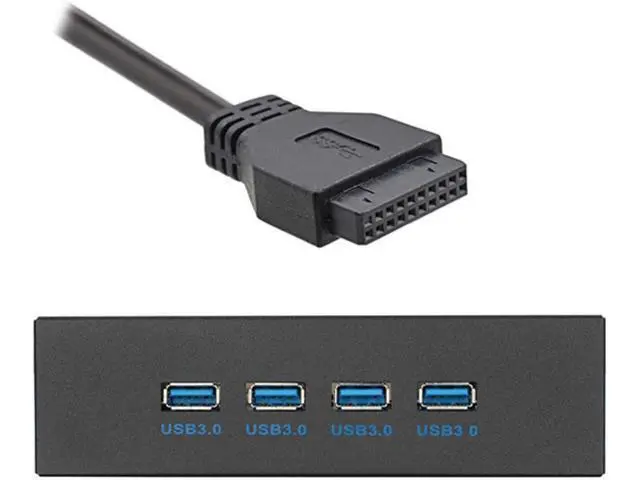 Alt view image 2 of 3 - Deuninker USB 3.0 HUB 4 Ports Front Panel to Motherboard 20Pin Adapter with SATA Power Cable for 5.25" CD-ROM Bay