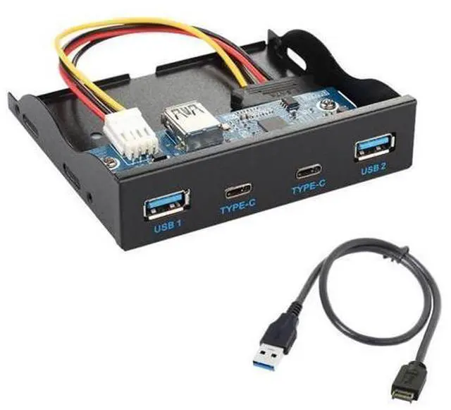 Main image of Deuninker 4 Ports 2 USB C 2 USB 3.0 to USB 3.1 Type E Front Panel Header USB HUB Port Multiplier Expansion Adapter for 3.5" Floppy Bay