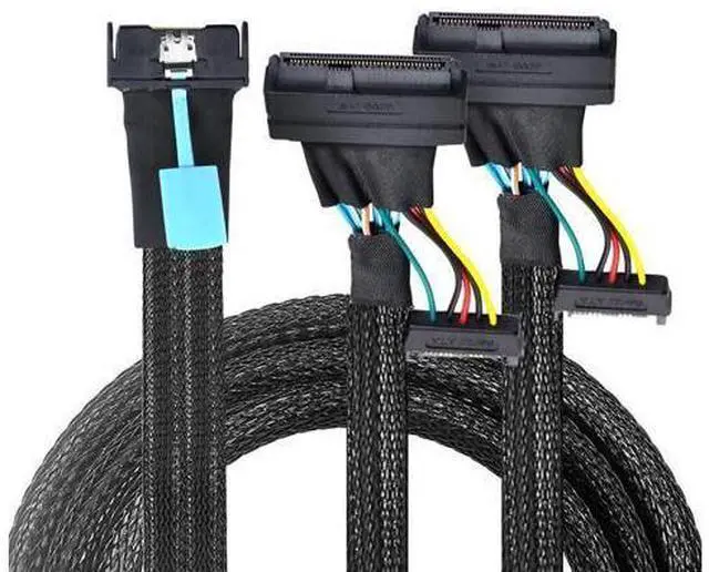 Alt view image 2 of 6 - DeuninkerSlimline SAS MCIO 8i 74Pin to Dual SFF-8639 Server Cable with 15Pin Power Cable, 24G High-Speed Server Data Cable (19.68, Inches)