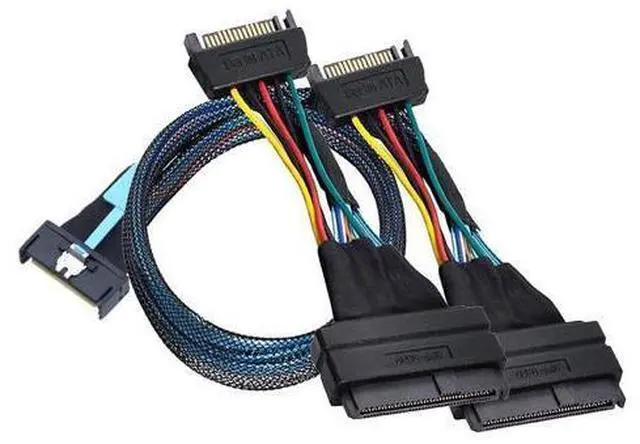 Alt view image 5 of 6 - DeuninkerSlimline SAS MCIO 8i 74Pin to Dual SFF-8639 Server Cable with 15Pin Power Cable, 24G High-Speed Server Data Cable (19.68, Inches)