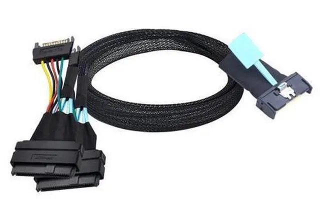 Alt view image 6 of 6 - DeuninkerSlimline SAS MCIO 8i 74Pin to Dual SFF-8639 Server Cable with 15Pin Power Cable, 24G High-Speed Server Data Cable (19.68, Inches)