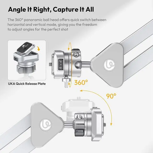 Alt view image 2 of 7 - Deuninker TH04 Overhead Camera Mount with Magic Arm and 1/4" Ball Head, with New Version F38 Quick Release Plate