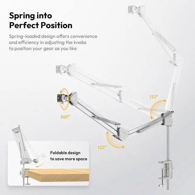 Alt view image 3 of 7 - Deuninker TH04 Overhead Camera Mount with Magic Arm and 1/4" Ball Head, with New Version F38 Quick Release Plate