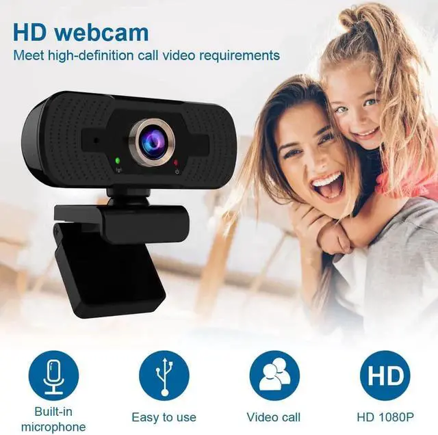Alt view image 2 of 7 - WISDUM Webcam with Microphone Privacy Cover, 1080P HD Streaming Web Camera for PC, Laptop, Desktop, Plug and Play USB Computer Video Web Cam for Calling Conferencing Recording Zoom, Skype, YouTube