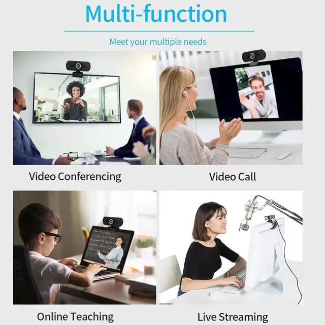 Alt view image 5 of 7 - WISDUM Webcam with Microphone Privacy Cover, 1080P HD Streaming Web Camera for PC, Laptop, Desktop, Plug and Play USB Computer Video Web Cam for Calling Conferencing Recording Zoom, Skype, YouTube