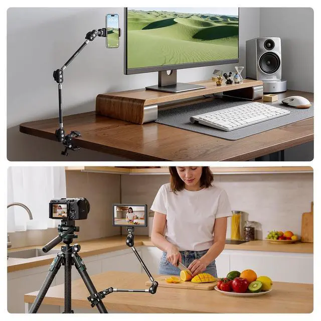 Alt view image 7 of 7 - Deuninker CO78 22" Magic Arm with Super Clamp Desk C Clamp, 1kg Load Articulating Arm, Overhead Phone Mount Holder for Compact Camera, Action Camera, Small Video Light, Cell Phone,Monitors