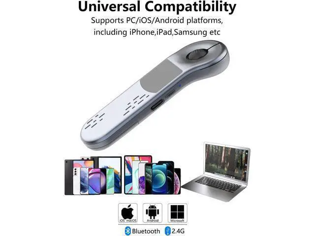Alt view image 7 of 7 - Air Mouse for PC/iOS/Android with Touchpad Rechargeable Wireless Presentation for PPT Pointer Bluetooth 2.4G Remote Control for PowerPoint/Keynote/Tiktok/Camera/Kindle App (Silver)