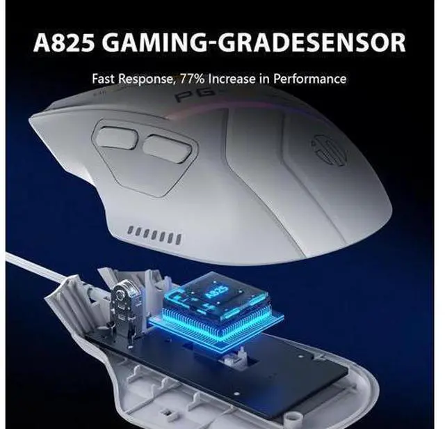 Alt view image 2 of 7 - INPHIC Wired Computer Gaming Mouse Ergonomic, 12800 DPI High-Precision, 6 Programmable Buttons, RGB Backlit for Gaming - White Gray
