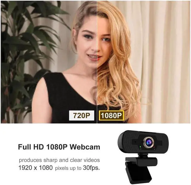 Alt view image 6 of 7 - WISDUM Webcam with Microphone Privacy Cover, 1080P HD Streaming Web Camera for PC, Laptop, Desktop, Plug and Play USB Computer Video Web Cam for Calling Conferencing Recording Zoom, Skype, YouTube