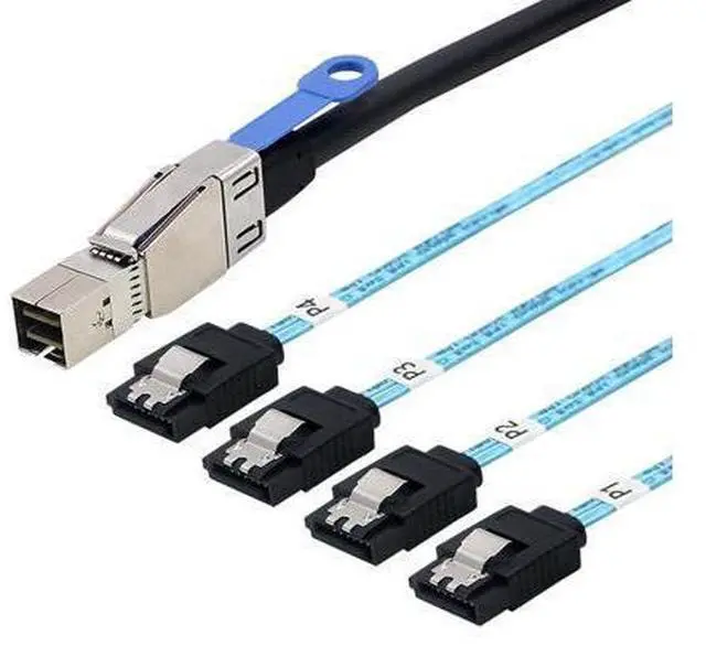 Main image of DeuninkerHeretom SFF-8644 to 4 Sata 7 Pin Cable, External Mini SAS HD SFF-8644 to 4 Port SATA Cable, Hard Disk Data Server Raid Cable 1 Meter 3.2 FT