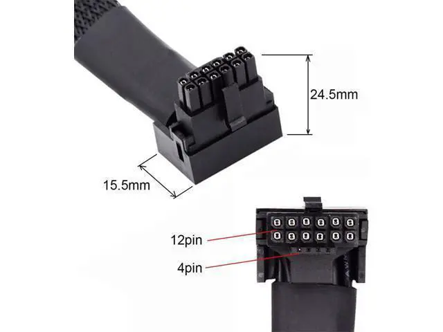 Alt view image 7 of 7 - Deuninker 12VWR ATX3.0 PCI-E 5.0 Power Modular Cable Male to Female Down Angled 90 Degree Extension for 3080 3090TI PSU 16Pin 12+4P Graphics Card