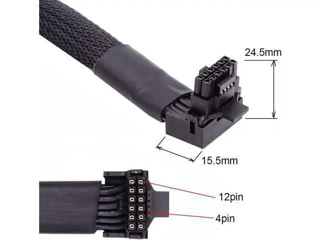 Alt view image 2 of 7 - Deuninker 12VWR ATX3.0 PCI-E 5.0 Power Modular Cable Male to Female Up Angled 90 Degree Extension for 3080 3090TI PSU 16Pin 12+4P Graphics Card