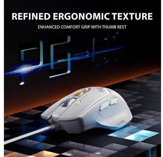 Alt view image 7 of 7 - INPHIC Wired Computer Gaming Mouse Ergonomic, 12800 DPI High-Precision, 6 Programmable Buttons, RGB Backlit for Gaming - White Gray
