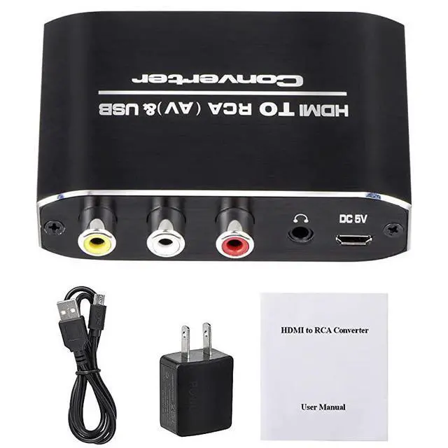 Alt view image 6 of 6 - to RCA Converter, 1080P to AV 3RCA CVBs Composite Video 3.5mm Aux Audio Adapter Supports PAL/NTSC for TV Stick, PS3, PC, Laptop, Xbox, HDTV, DVD (Black,Aluminum Alloy Material)