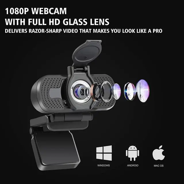 Alt view image 4 of 6 - LarmTek 1080p Full Hd Webcam,Computer Laptop Pc Mac Desktop Camera for Conference and Video Call,Pro Stream Webcam with Plug and Play Video Calling,Built-in Mic, as Valentines Day Gifts for him her