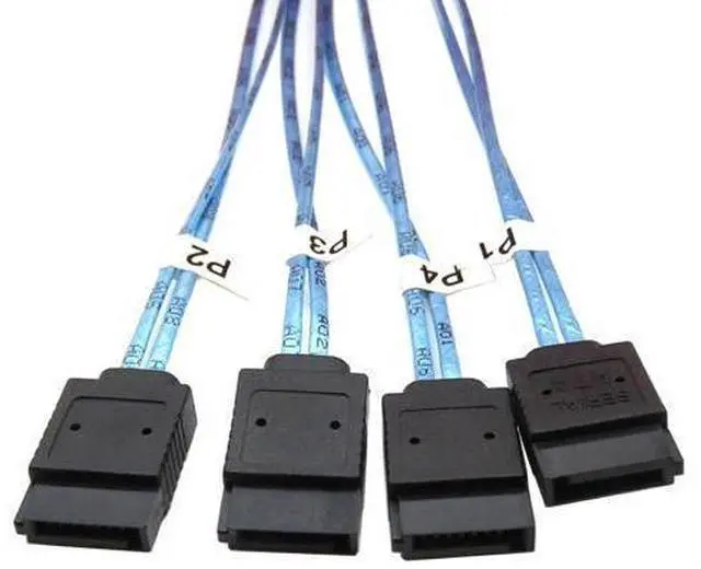 Alt view image 4 of 5 - DeuninkerHeretom SFF-8644 to 4 Sata 7 Pin Cable, External Mini SAS HD SFF-8644 to 4 Port SATA Cable, Hard Disk Data Server Raid Cable 1 Meter 3.2 FT