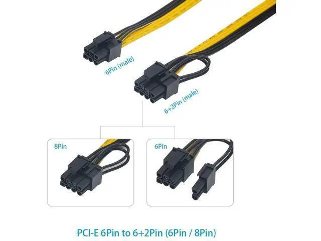 Alt view image 3 of 7 - 6 Pin PCI-e to 8 Pin (6+2) PCI-e Power Cable for HP Dell 750W / 1200W Server PSU Breakout Board Graphic Cards GPU Mining (8-Pack)
