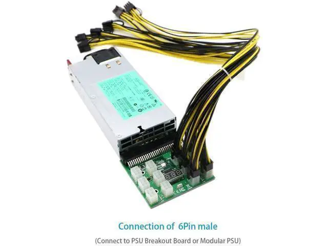 Alt view image 4 of 7 - 6 Pin PCI-e to 8 Pin (6+2) PCI-e Power Cable for HP Dell 750W / 1200W Server PSU Breakout Board Graphic Cards GPU Mining (8-Pack)