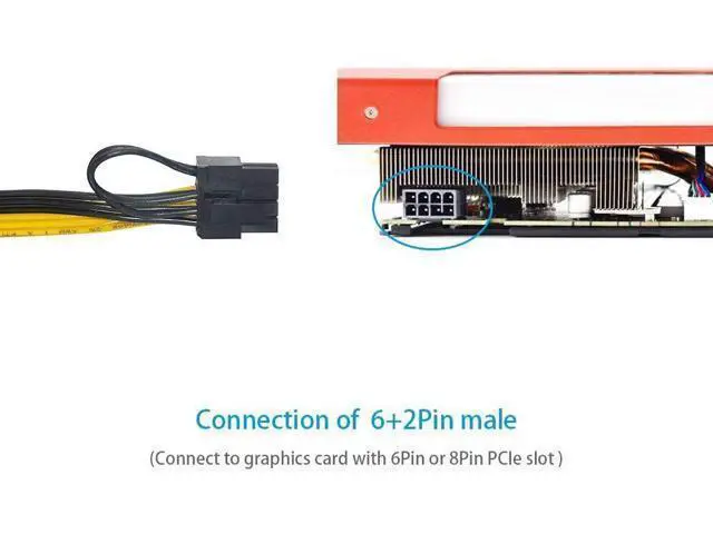 Alt view image 5 of 7 - 6 Pin PCI-e to 8 Pin (6+2) PCI-e Power Cable for HP Dell 750W / 1200W Server PSU Breakout Board Graphic Cards GPU Mining (8-Pack)