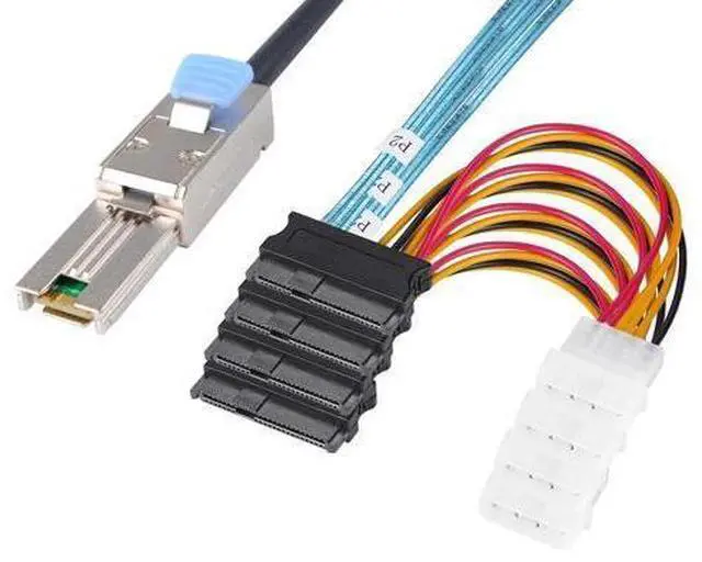 Main image of DeuninkerHeretom Mini-SAS SFF-8088 26P to 4 X SAS SFF-8482 29 Pin with Power Cable 1 Meter 3.3FT