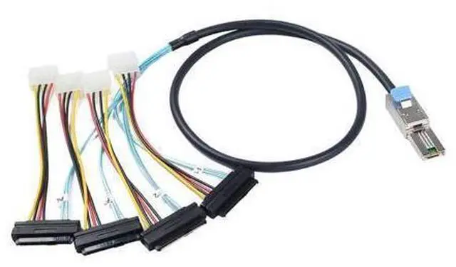 Alt view image 5 of 6 - DeuninkerHeretom Mini-SAS SFF-8088 26P to 4 X SAS SFF-8482 29 Pin with Power Cable 1 Meter 3.3FT