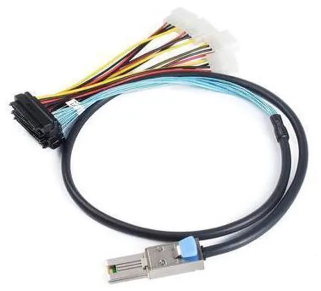 Alt view image 6 of 6 - DeuninkerHeretom Mini-SAS SFF-8088 26P to 4 X SAS SFF-8482 29 Pin with Power Cable 1 Meter 3.3FT