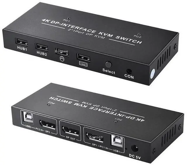 Alt view image 8 of 14 - 2 Port Displayport KVM Switch 4K 60Hz USB DP KVM 2 in 1 out DP USB KVM Switch 2x1 For PC to share monitor mouse keyboard printer