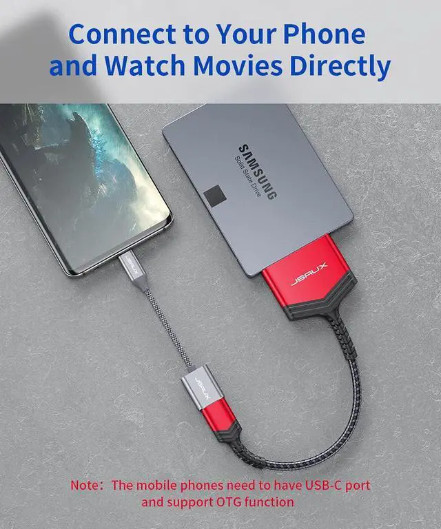 Alt view image 3 of 5 - SATA to USB A Cable, USB A 3.0 to 2.5 SATA III Hard Drive Adapter Aluminum Shell Nylon Cord External Converter for SSD/HDD Data Transfer-Red