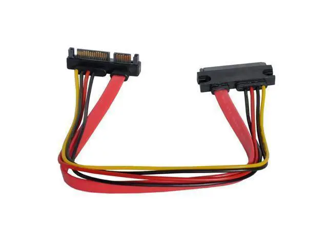 Alt view image 5 of 5 - Down Angled SATA III 3.0 7+15 22 Pin SATA Male to Female Data Power Extension Cable 30cm