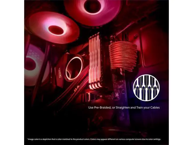 Alt view image 3 of 6 - LINKUP - 30cm PSU Cable Extension Sleeved Custom Mod GPU PC Braided w/Comb Kit - Compatible with RTX30901 x 24 P (20+4)2 x 8 P (4+4) CPU3 x 8 P (6+2) GPU Set300mm - Red