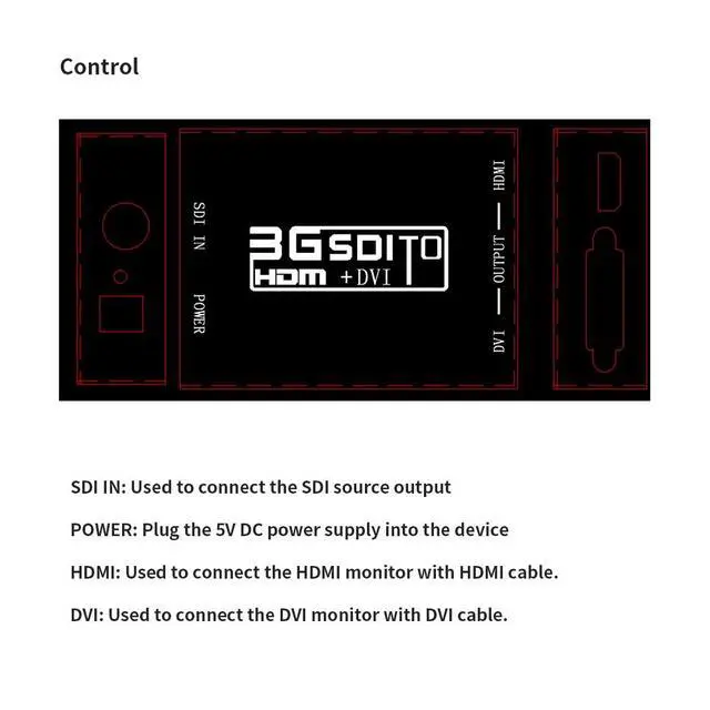 Alt view image 7 of 7 - NK-A8 3G SDI to HDMI + DVI Converter 1080P HD Video SD-SDI HD-SDI 3G-SDI Signals with Power Adapter US Plug