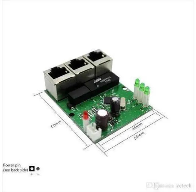 Alt view image 4 of 5 - switch mini 3 port ethernet switch 10 / 100mbps rj45 network switch hub pcb module board for system integration module